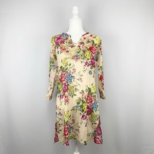 100% Cotton Embroidered Floral Print Tunic Top